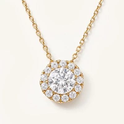 Round Lab Diamond Halo Necklace